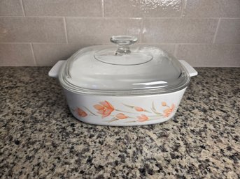 Corningware Rosemarie Pink Tulip A-2-b 2 Liter Casserole With Lid