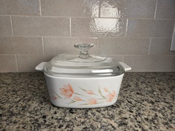 Corningware Peach Floral Lidded Casserole