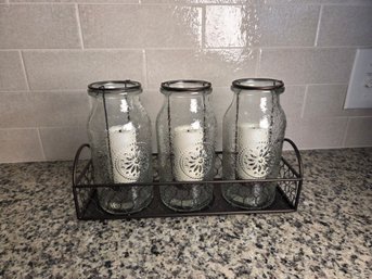 Partylite Vintage Milk Bottle Tealight Holder Set