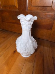 Vintage Milk Glass Vase 'loganberry ' Pattern