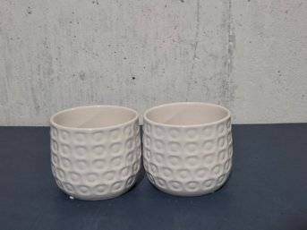 Pair Of White Planter Pots