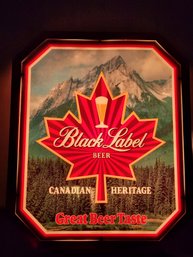 Vintage Black Label Lighted Advertising Sign