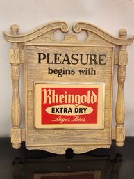 Vintage Plastic Rheingold Beer Advertising Plaque