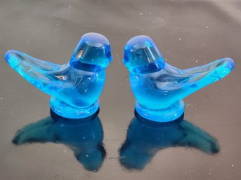 1995 Hand Blown Blue Glass Birds Signed By Artist #2