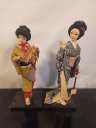 Hand Crafted Vintage Geisha Dolls With Stand