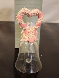Vintage 1992 Avon Heart And Dove Crystal Bell In Original Box