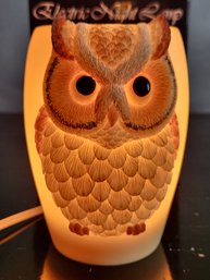 Brand New Ibis & Orchid Hoot Owl Table Lamp
