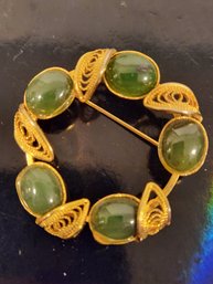 Gold Tone Jade Color Women's Brooch #7