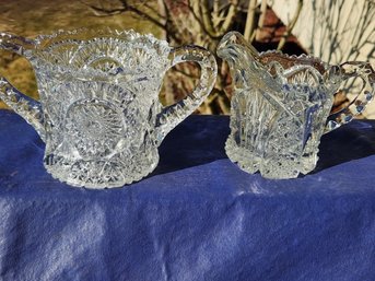 Vintage Cut Glass Cream And Sugar Set