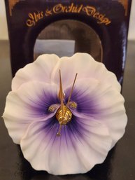 Brand New 4' Ibis & Orchid Flowers Of Time Wall/tabletop Clock  ( Pansy )