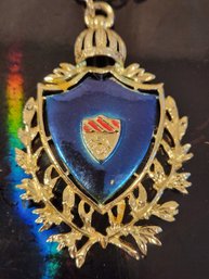 Gold Tone Shield Of Arms Pendant Necklace #12