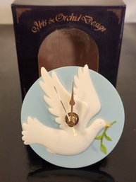 Brand New Ibis And Orchid 4' Wall/tabletop Clock ( Dove With Olive Branch )