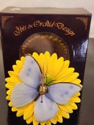 Brand New 4' Ibis And Orchid Wall/tabletop Clock ( Blue Butterfly )