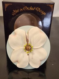 Brand New Ibis And Orchid 4' Ceramic Wall/tabletop Clock ( Dogwood Bloom )
