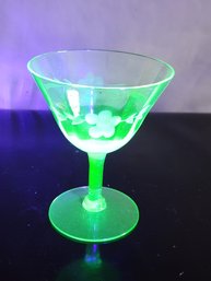 Vintage Uranium Glass Martini Glass