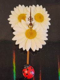 Brand New Ibis And Orchid 6' Daisy And Ladybug Pendulum Clock