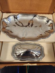 Vintage Silver Tone Bread And Butter Set