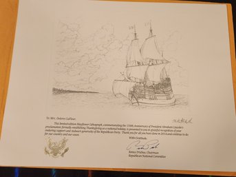 Limited Edition 2014 Lithograph Of The Mayflower