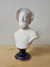 King Henri IV Of France Sevres (?) Feathered Hat Biscuit Porcelain Bust
