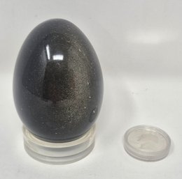 Gold Sheen Obsidian Egg With Stand