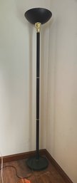 90s Black & Brass Torchiere Floor Lamp