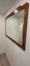 Oversized Rustic Knotty Pine Entryway Coat Rack Mirror – 6 Double Hooks