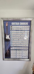 Framed Guitar Chords Educational Poster