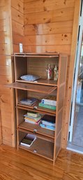 Wooden Four-tier Storage Cabinet With Hinged Front Doors.