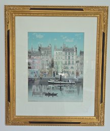 Michel Delacroix Framed Fine Art Print 'Le Canal'  Ornate Gilt Frame