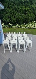 Set Of 12 White Metal Bar Stools