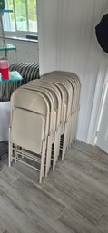 Set Of 12 Beige Metal Folding Chairs