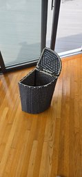 Wicker Corner Storage Basket With Hinged Lid