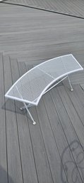 Vintage Curved White Metal Mesh Bench Or Garden Seat