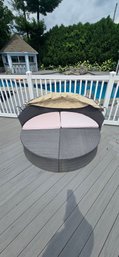 TWO Outdoor Round Wicker Daybeds With Canopy