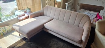 Modern Light Pink Velvet Sectional Sofa With Chaise Lounge