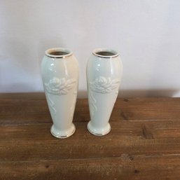 Pair Of Vintage Lenox Rose Blossom Bud Vases (1 Of 2)