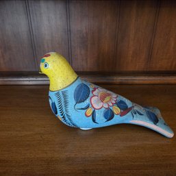 Vintage Hand-painted Mexican Folk Art Pottery Bird Figurine