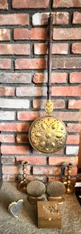 Brass Bed Warmer, Bookends, Candlesticks, Trinket Box