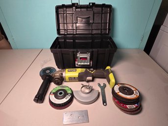Ryobi P422 18V 4-1/2' Angle Grinder With Accessories & 16' Tool Box