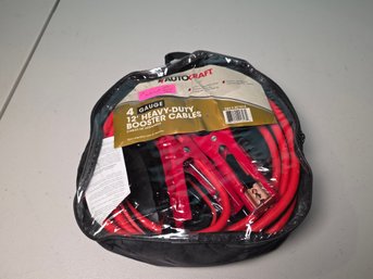 Autocraft 4-Gauge 12' Heavy-Duty Booster Cables - 500 Amp - With Storage Case