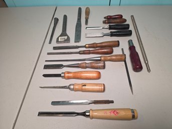 Vintage Woodworking Chisel, Punch & Hand Tool Lot - Stanley, Goldenberg & More