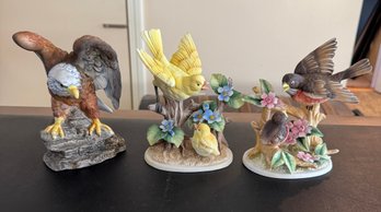 3 Royal Crown Bird Figurines