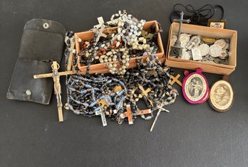Lot Of Rosaries And Other Religious Items