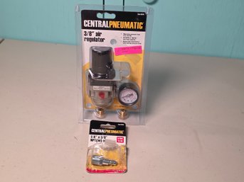 Central Pneumatic 3/8' Air Regulator With Gauge & Fitting - New In Package