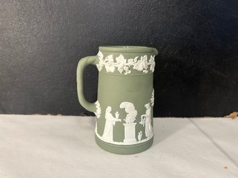 Wedgwood Jasperware Pitcher Creamer Olive Sage Green Greek Roman Motif