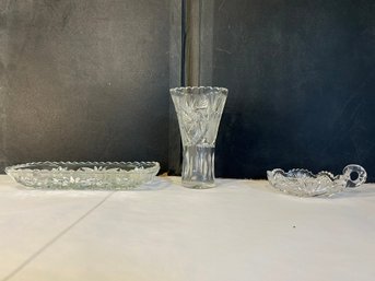 Set Of 3 Crystal Glass