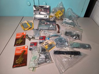 Door Hardware & Hinge Lot - Hasps, Surface Bolts, Hinges, Braces & More