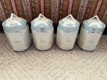 White Block Lustreware, Germany, Vintage