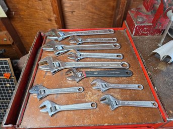Assorted Metric Adjustable Wrench Lot - Sears, Craftsman, Ace & More - 10 Pieces