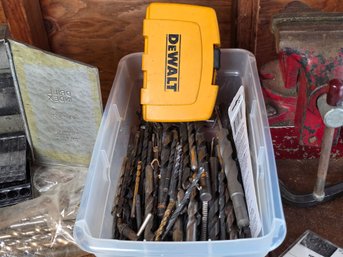 Large Assorted Drill Bit & Boring Bit Lot - DeWalt Case, Spade Bits, Drill Index & More